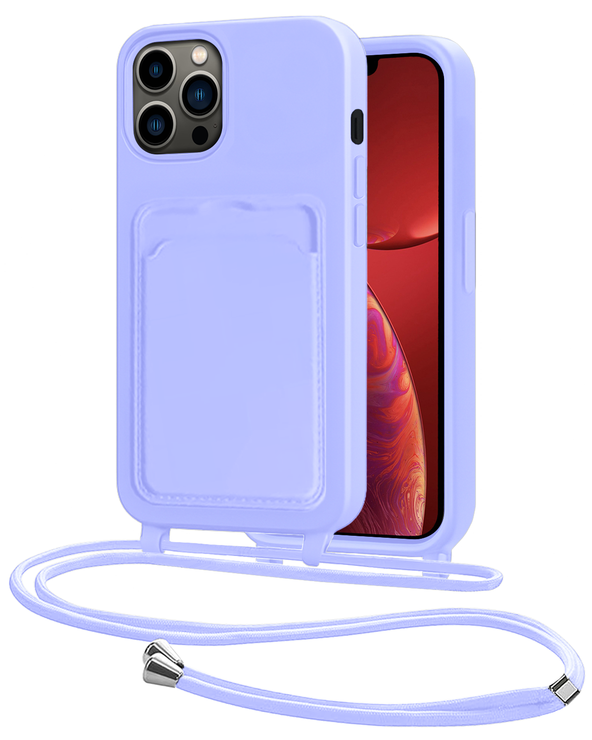 NoXx NoXx iPhone 13 Pro Max Hoesje Pashouder met Koord - Lila