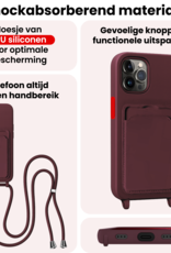 NoXx NoXx iPhone 13 Pro Hoesje Pashouder met Koord Met Screenprotector - Aubergine