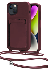 NoXx NoXx iPhone 13 Hoesje Pashouder met Koord - Aubergine