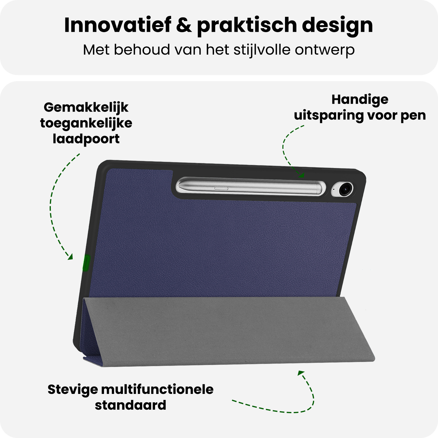BASEY. BASEY. Samsung Galaxy Tab S10 Lite Hoesje Met Uitsparing S Pen Met Screenprotector - Donkerblauw
