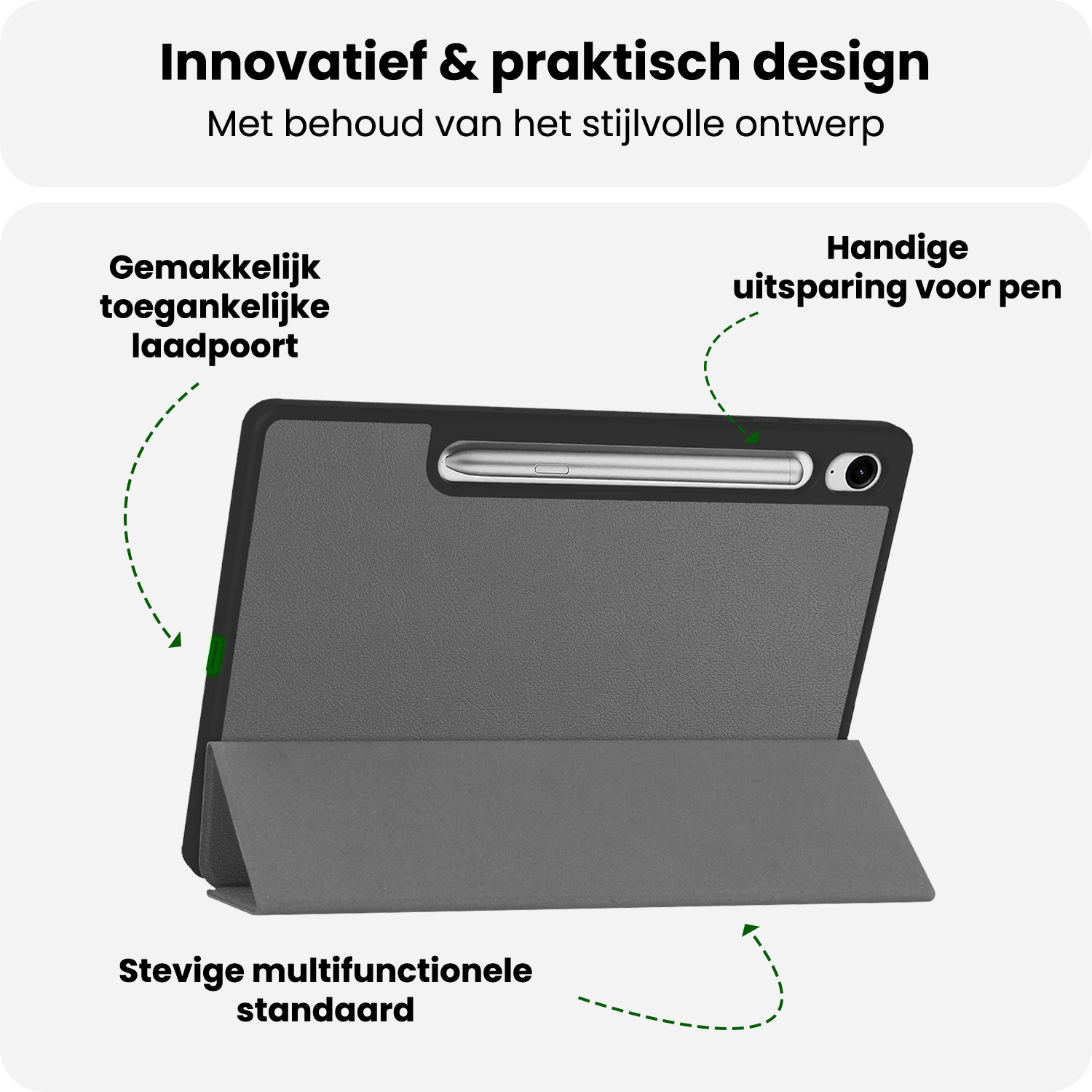 BASEY. BASEY. Samsung Galaxy Tab S10 Lite Hoesje Met Uitsparing S Pen Met Screenprotector - Grijs