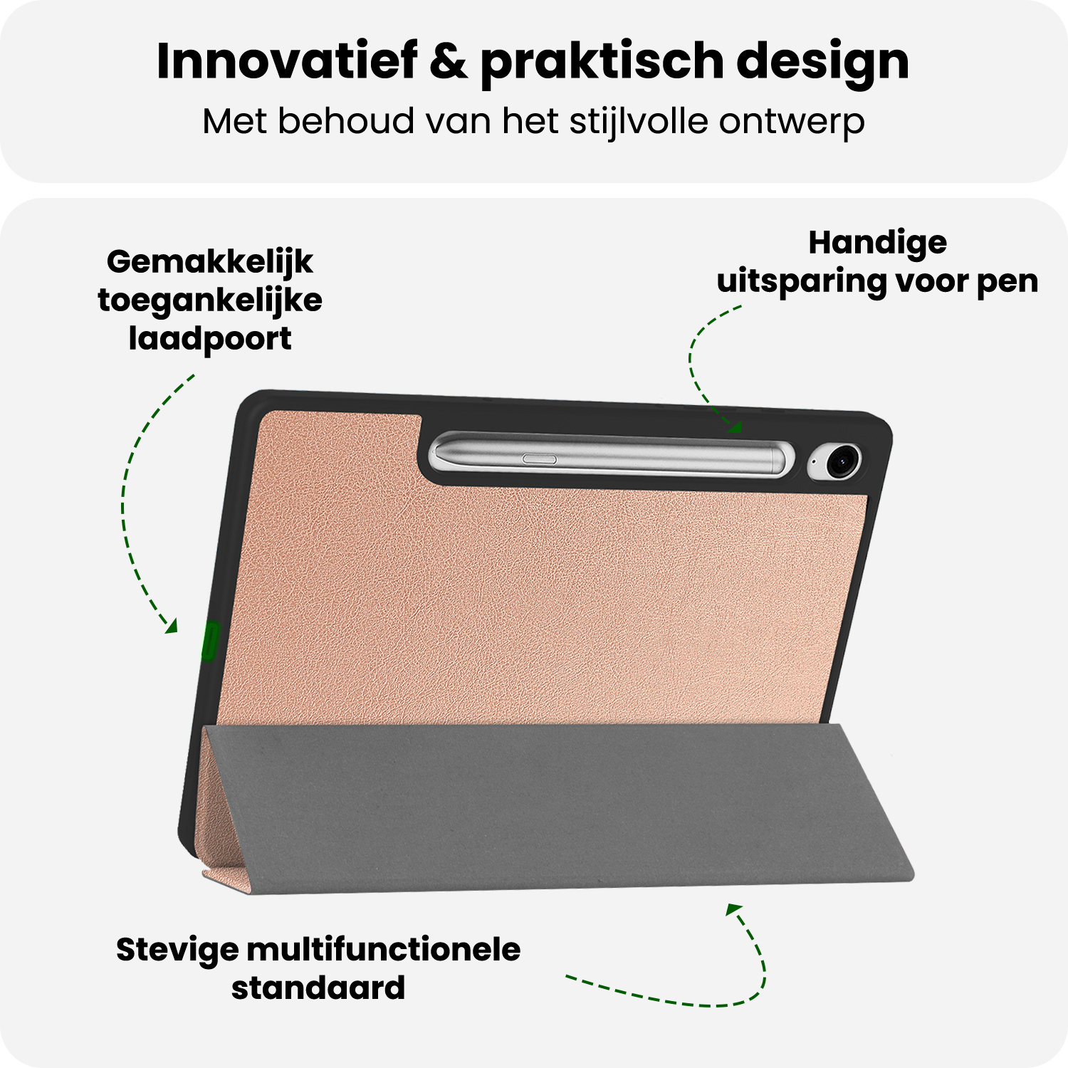 BASEY. BASEY. Samsung Galaxy Tab S10 Lite Hoesje Met Uitsparing S Pen Met Screenprotector - Rose Goud