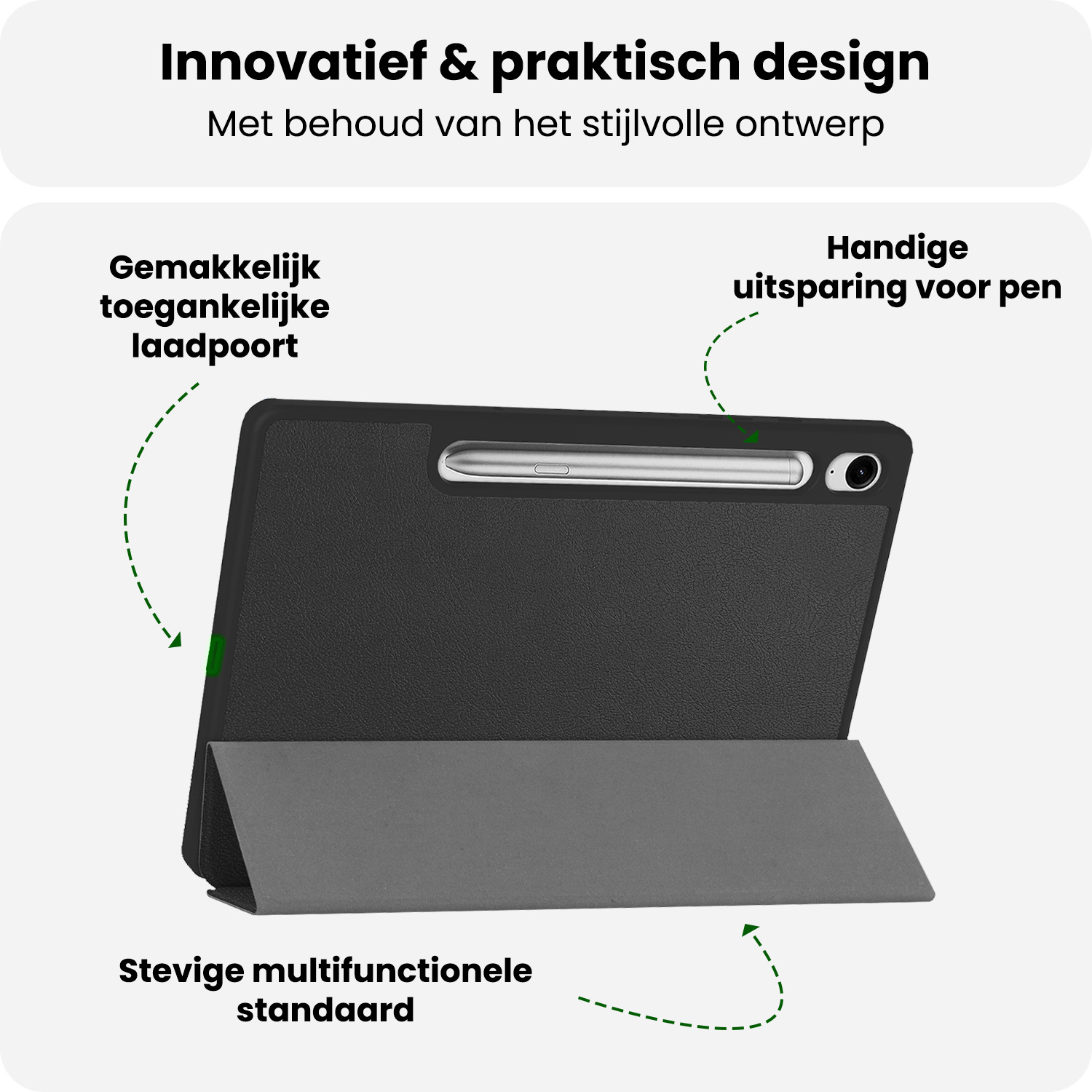 BASEY. BASEY. Samsung Galaxy Tab S10 Lite Hoesje Met Uitsparing S Pen Met Screenprotector - Zwart