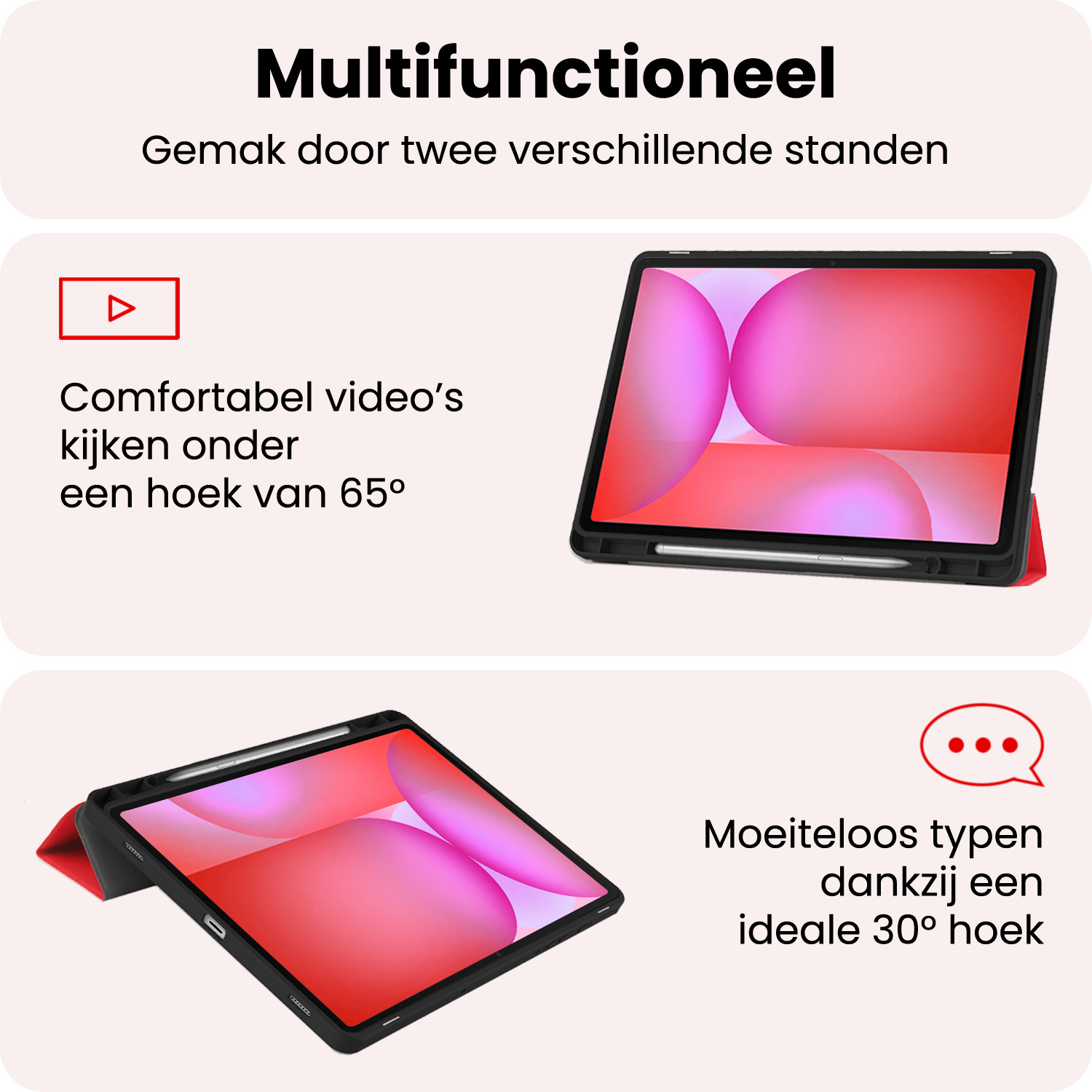 NoXx NoXx Samsung Galaxy Tab S10 Lite Hoesje Met Uitsparing S Pen Met Screenprotector - Rood