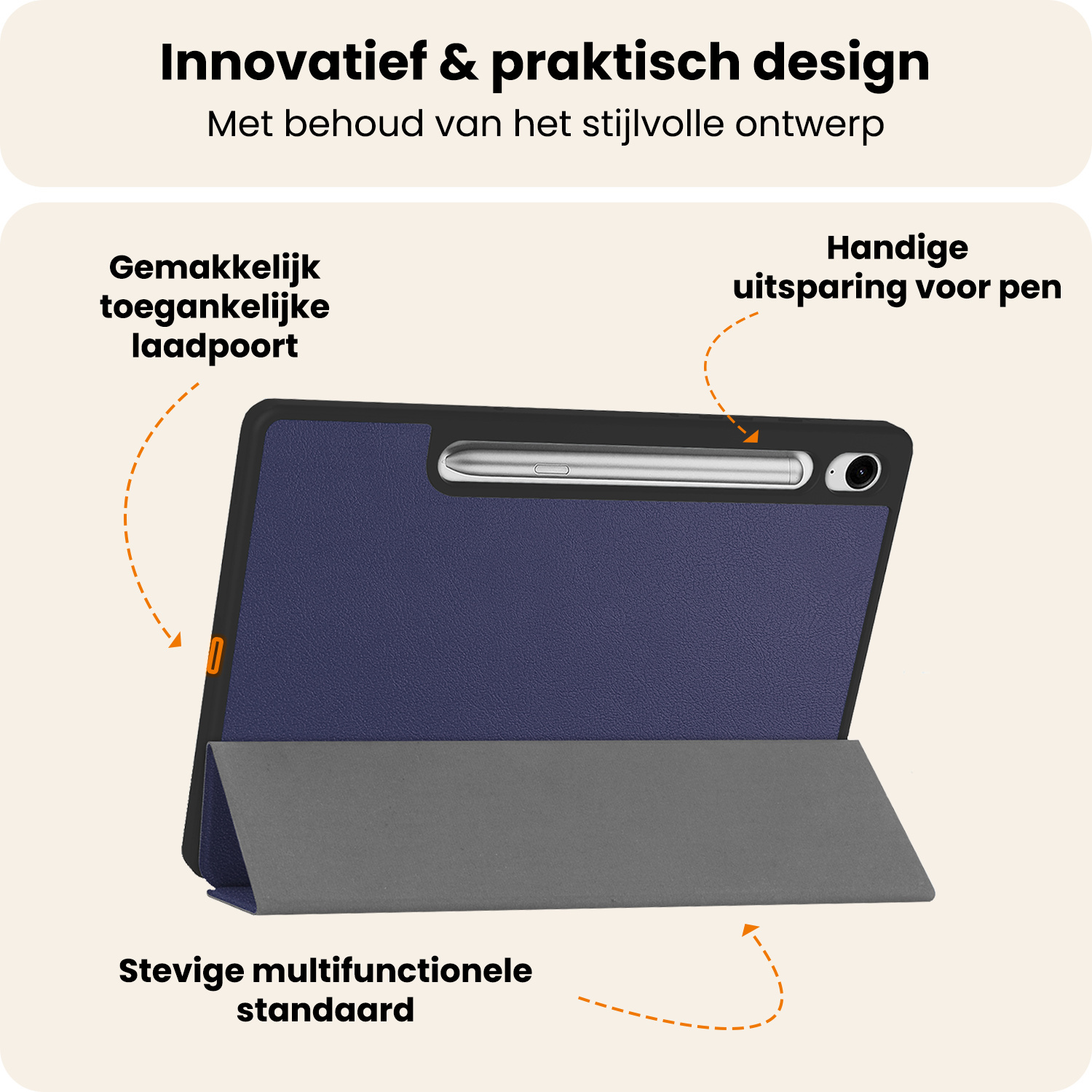 Nomfy Nomfy Samsung Galaxy Tab S10 Lite Hoesje Met Uitsparing S Pen Met Screenprotector - Donkerblauw