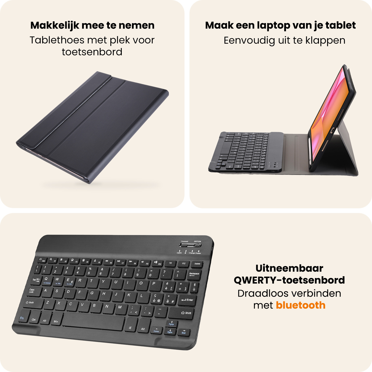 Nomfy Nomfy Samsung Galaxy Tab S10 Lite Toetsenbordhoes Met Screenprotector - Zwart