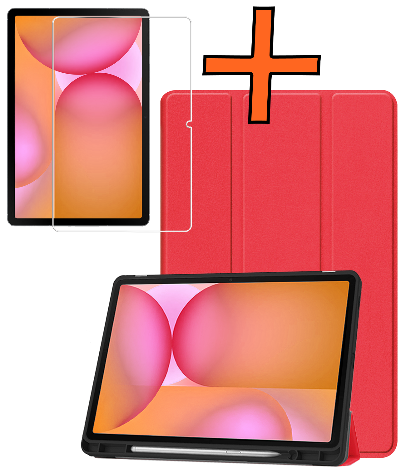 Nomfy Nomfy Samsung Galaxy Tab S10 Lite Hoesje Met Uitsparing S Pen Met Screenprotector - Rood