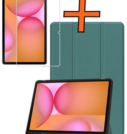 Nomfy Nomfy Samsung Galaxy Tab S10 Lite Hoesje Met Uitsparing S Pen Met Screenprotector - Donkergroen