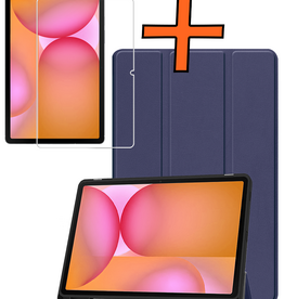 Nomfy Nomfy Samsung Galaxy Tab S10 Lite Hoesje Met Uitsparing S Pen Met Screenprotector - Donkerblauw