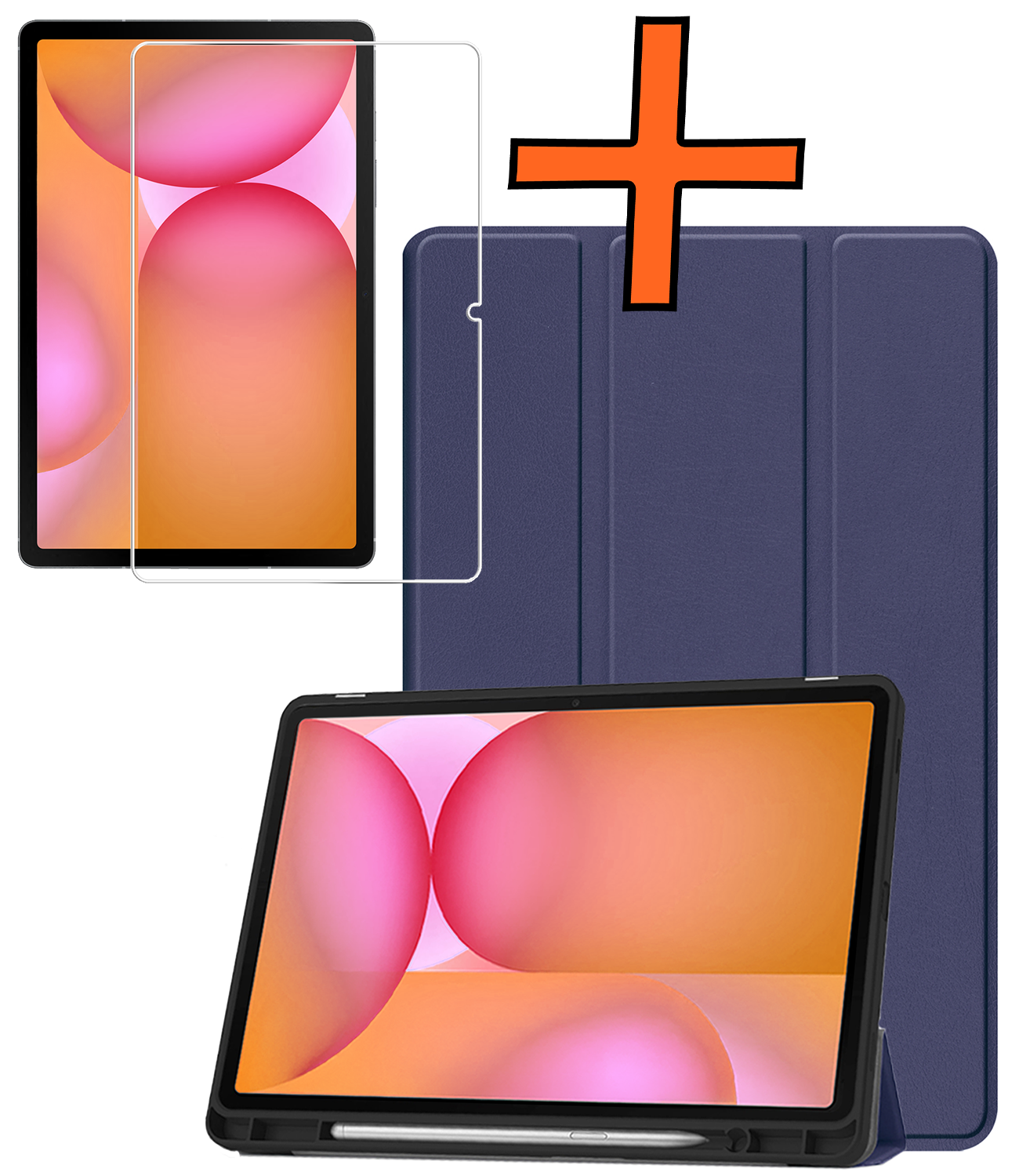 Nomfy Nomfy Samsung Galaxy Tab S10 Lite Hoesje Met Uitsparing S Pen Met Screenprotector - Donkerblauw