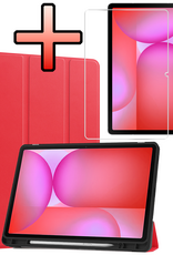 NoXx NoXx Samsung Galaxy Tab S10 Lite Hoesje Met Uitsparing S Pen Met Screenprotector - Rood