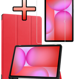NoXx NoXx Samsung Galaxy Tab S10 Lite Hoesje Met Uitsparing S Pen Met Screenprotector - Rood