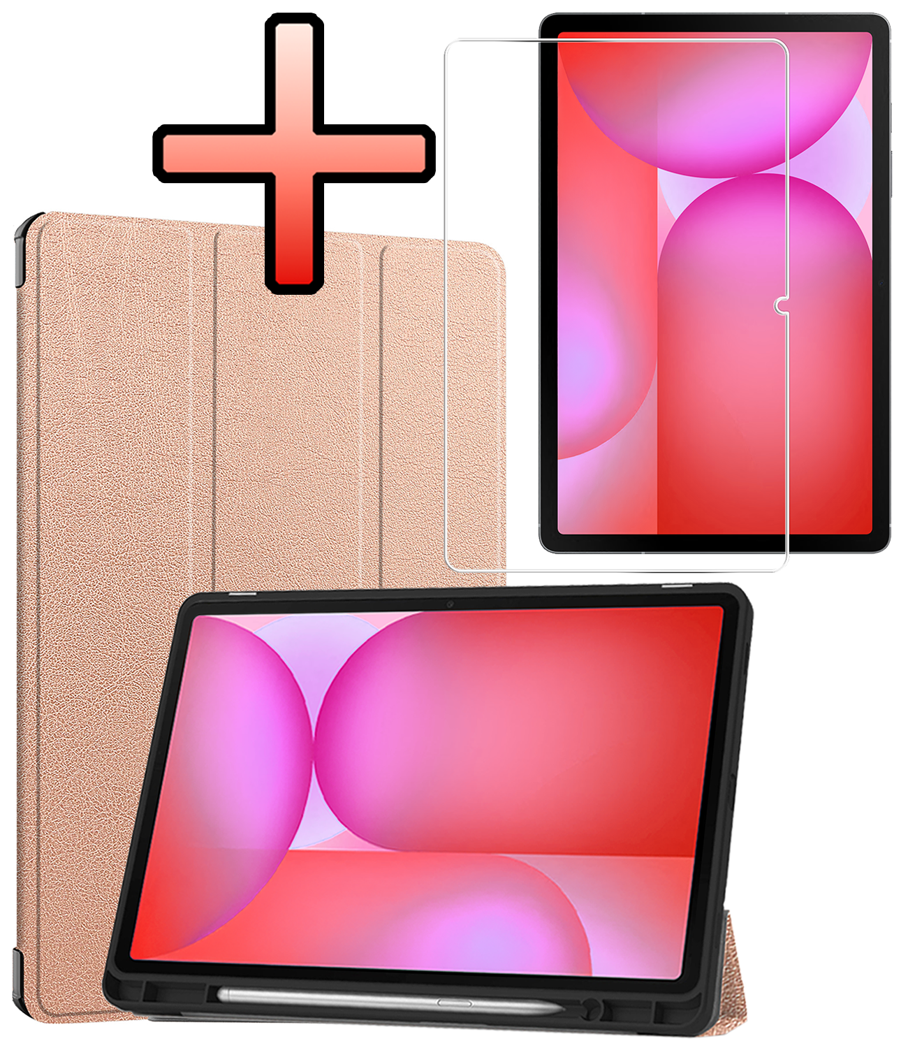 NoXx NoXx Samsung Galaxy Tab S10 Lite Hoesje Met Uitsparing S Pen Met Screenprotector - Rose Goud
