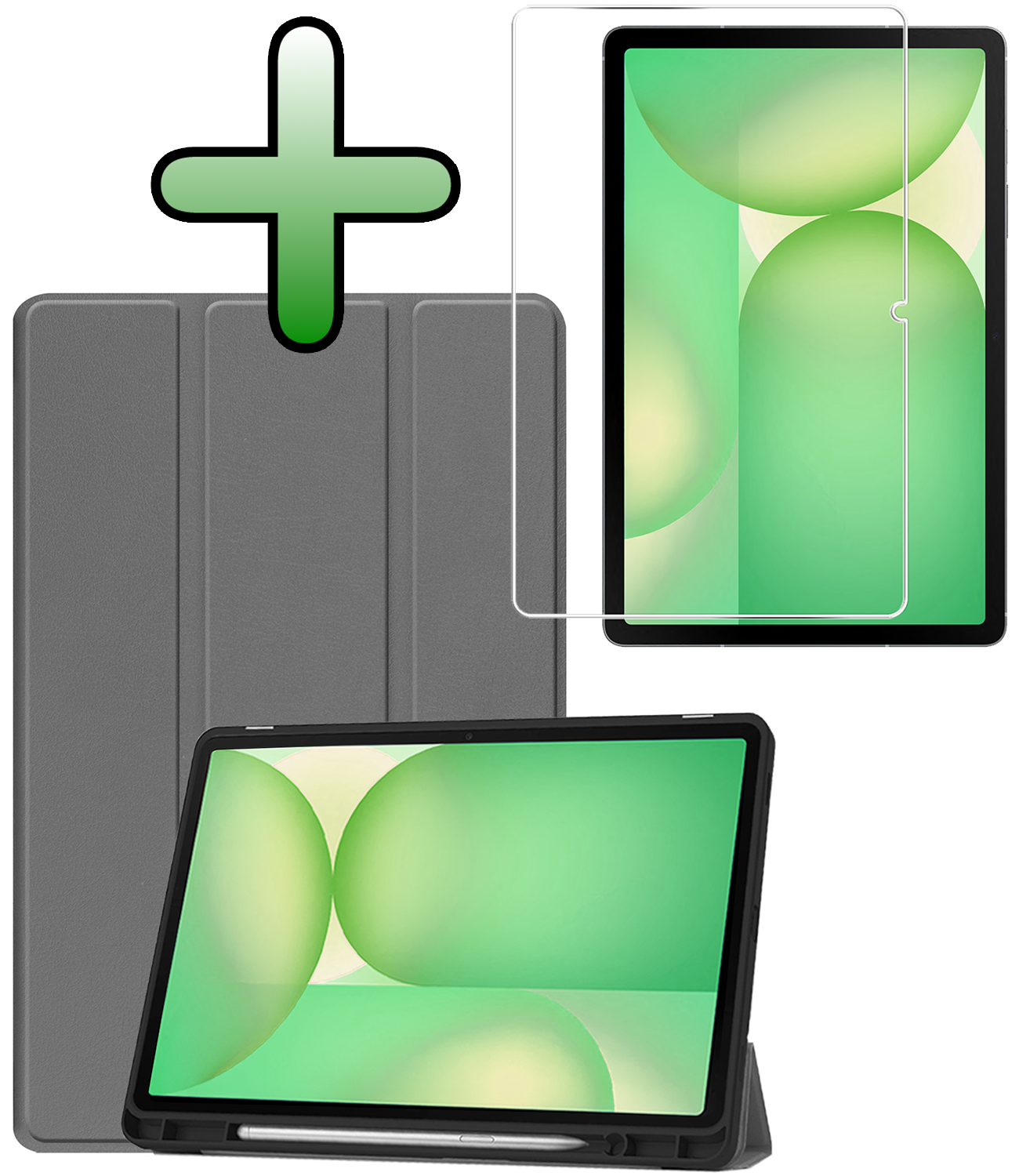 BASEY. BASEY. Samsung Galaxy Tab S10 Lite Hoesje Met Uitsparing S Pen Met Screenprotector - Grijs