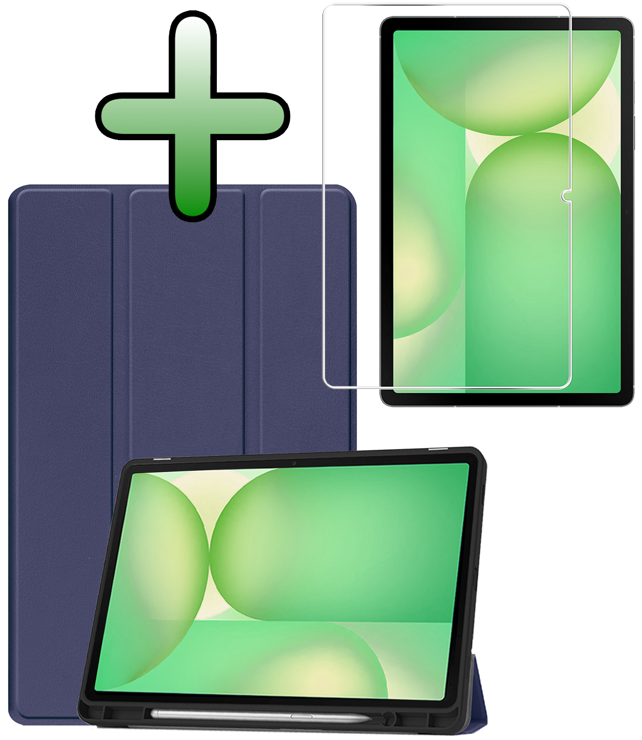 BASEY. BASEY. Samsung Galaxy Tab S10 Lite Hoesje Met Uitsparing S Pen Met Screenprotector - Donkerblauw