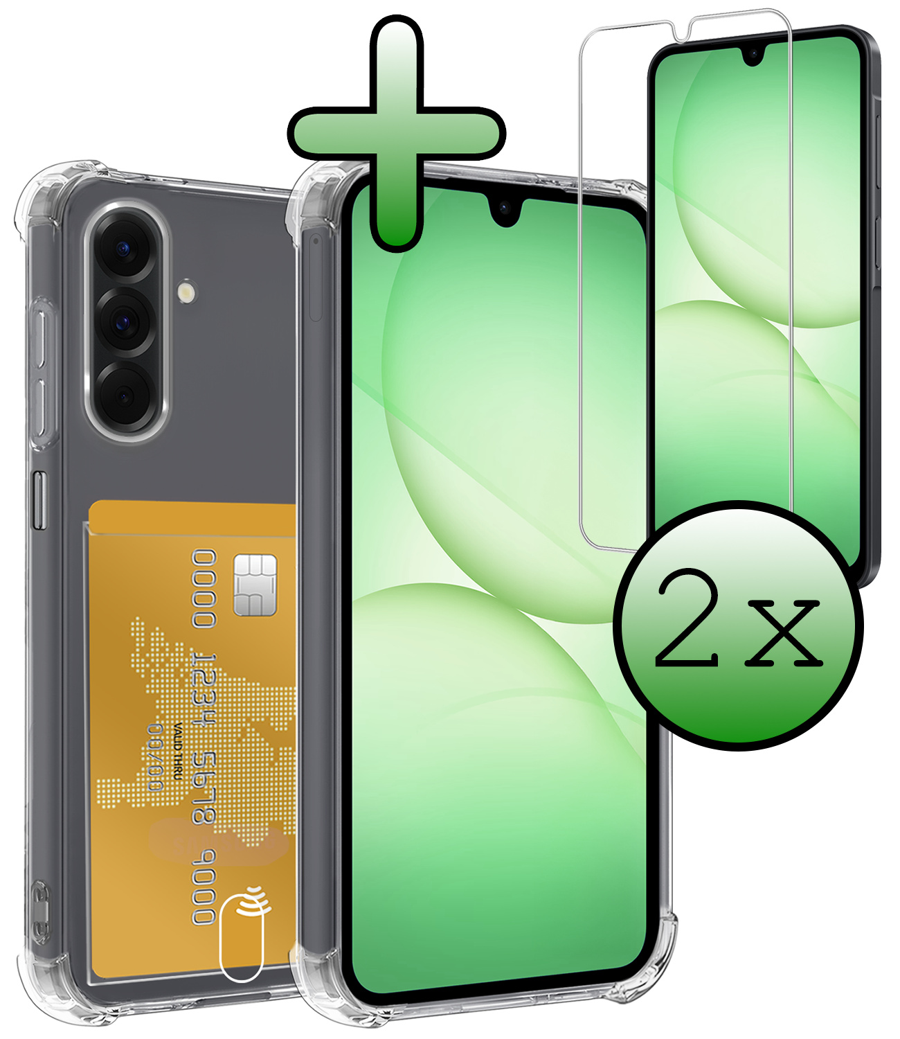 BASEY. BASEY. Samsung Galaxy A17 Hoesje Pashouder Met 2x Screenprotector