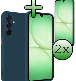 BASEY. BASEY. Samsung Galaxy A17 Hoesje Siliconen Met Screenprotector - Donkerblauw