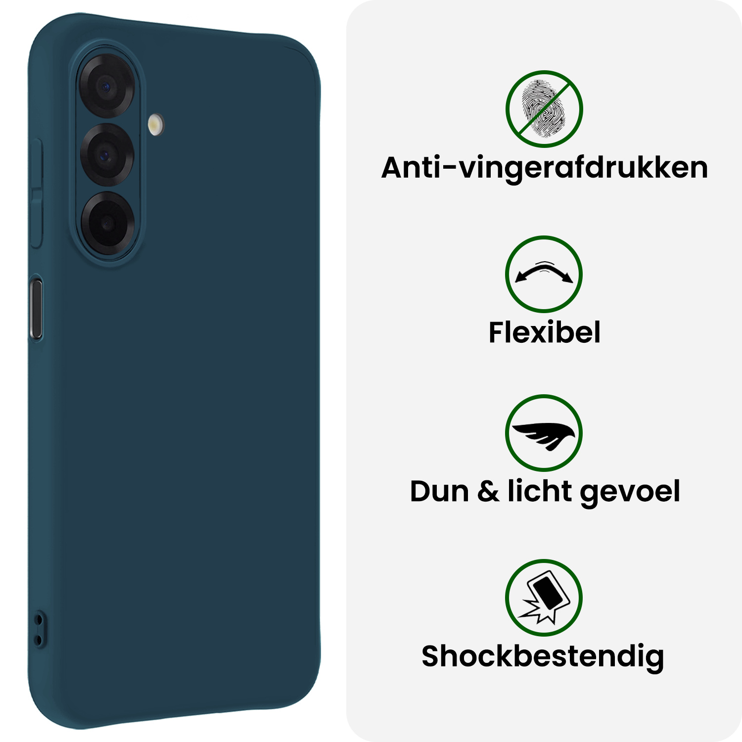 BASEY. BASEY. Samsung Galaxy A17 Hoesje Siliconen Met Screenprotector - Donkerblauw
