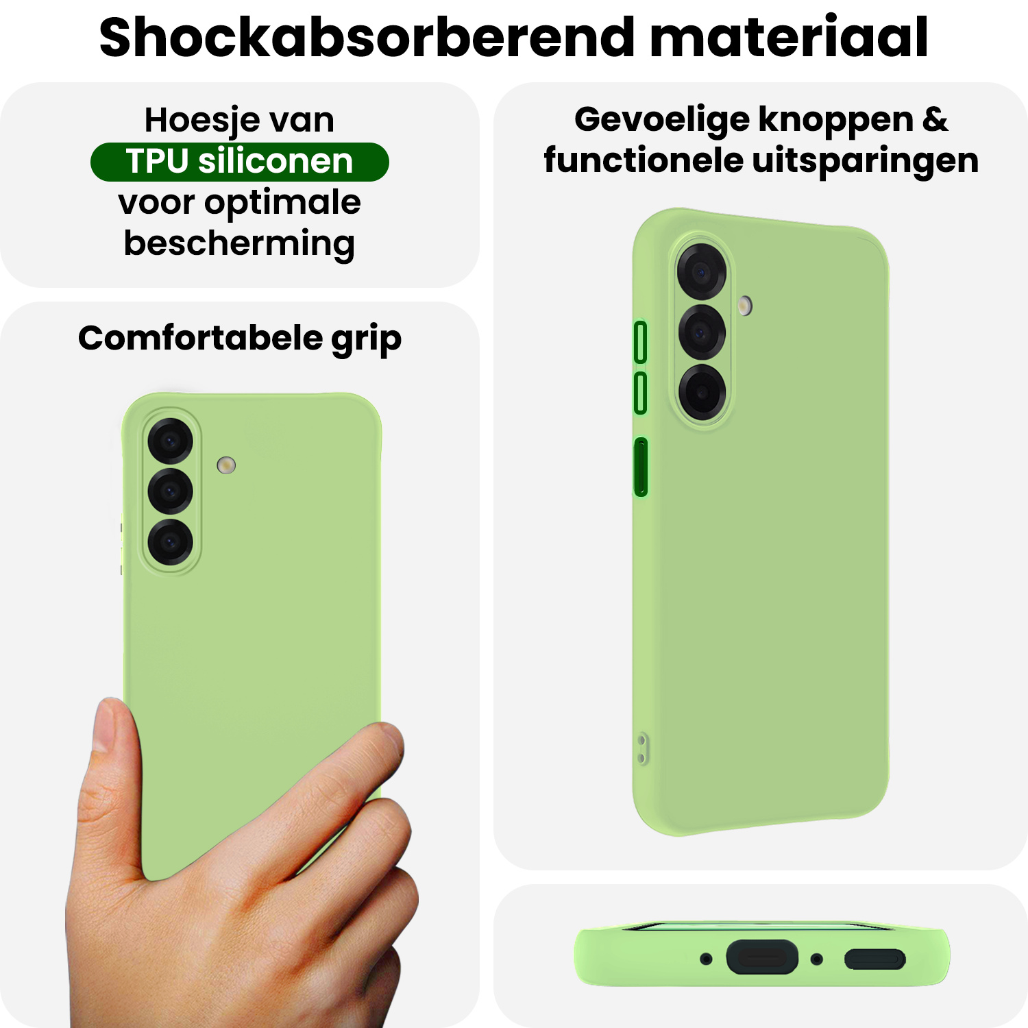 BASEY. BASEY. Samsung Galaxy A17 Hoesje Siliconen Met Screenprotector - Groen