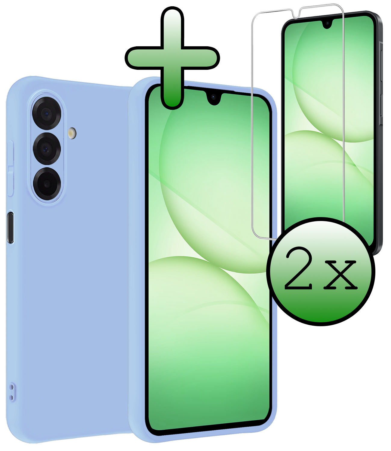 BASEY. BASEY. Samsung Galaxy A17 Hoesje Siliconen Met Screenprotector - Lichtblauw