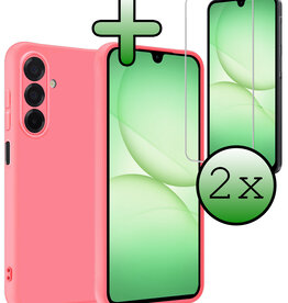 BASEY. BASEY. Samsung Galaxy A17 Hoesje Siliconen Met Screenprotector - Lichtroze