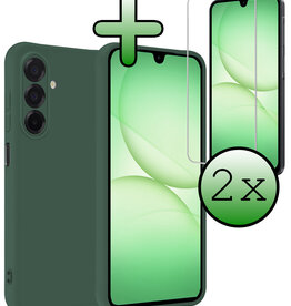BASEY. BASEY. Samsung Galaxy A17 Hoesje Siliconen Met 2x Screenprotector - Donkergroen