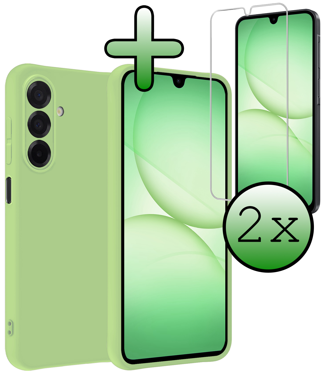 BASEY. BASEY. Samsung Galaxy A17 Hoesje Siliconen Met 2x Screenprotector - Groen