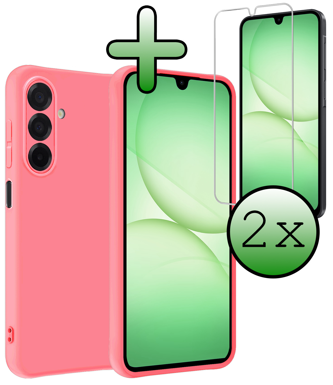 BASEY. BASEY. Samsung Galaxy A17 Hoesje Siliconen Met 2x Screenprotector - Lichtroze