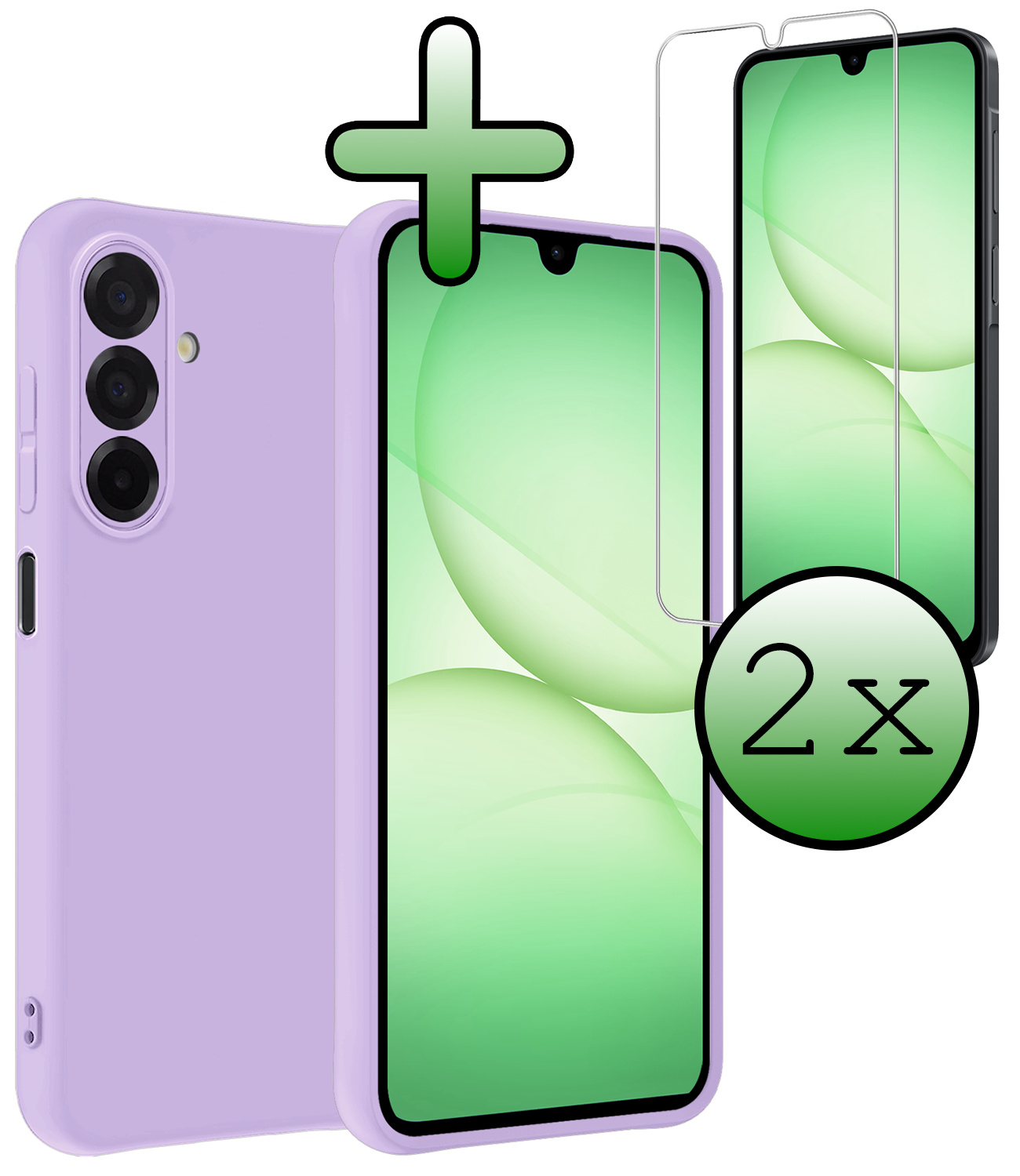 BASEY. BASEY. Samsung Galaxy A17 Hoesje Siliconen Met 2x Screenprotector - Lila