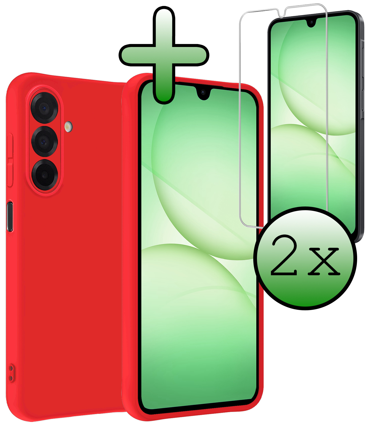 BASEY. BASEY. Samsung Galaxy A17 Hoesje Siliconen Met 2x Screenprotector - Rood