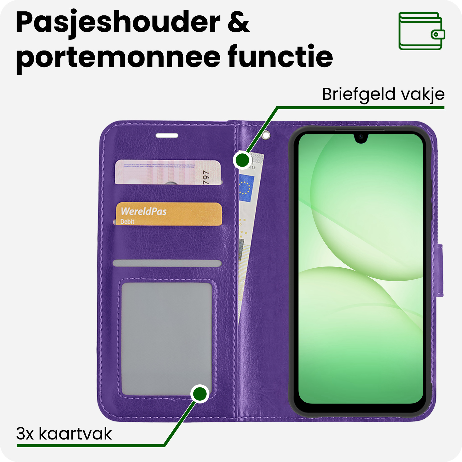 BASEY. BASEY. Samsung Galaxy A17 Hoesje Bookcase - Paars