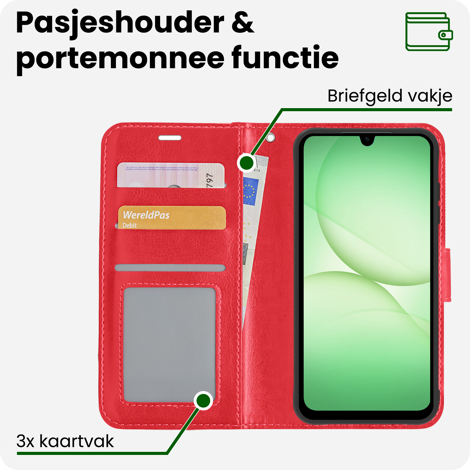 BASEY. BASEY. Samsung Galaxy A17 Hoesje Bookcase - Rood