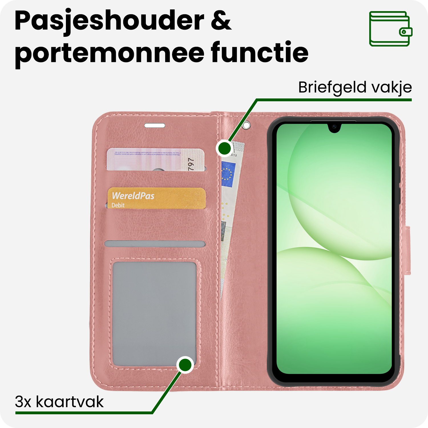 BASEY. BASEY. Samsung Galaxy A17 Hoesje Bookcase - Rose Goud