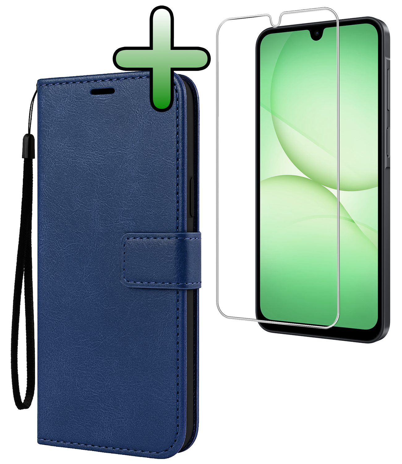 BASEY. BASEY. Samsung Galaxy A17 Hoesje Bookcase Met Screenprotector - Donkerblauw