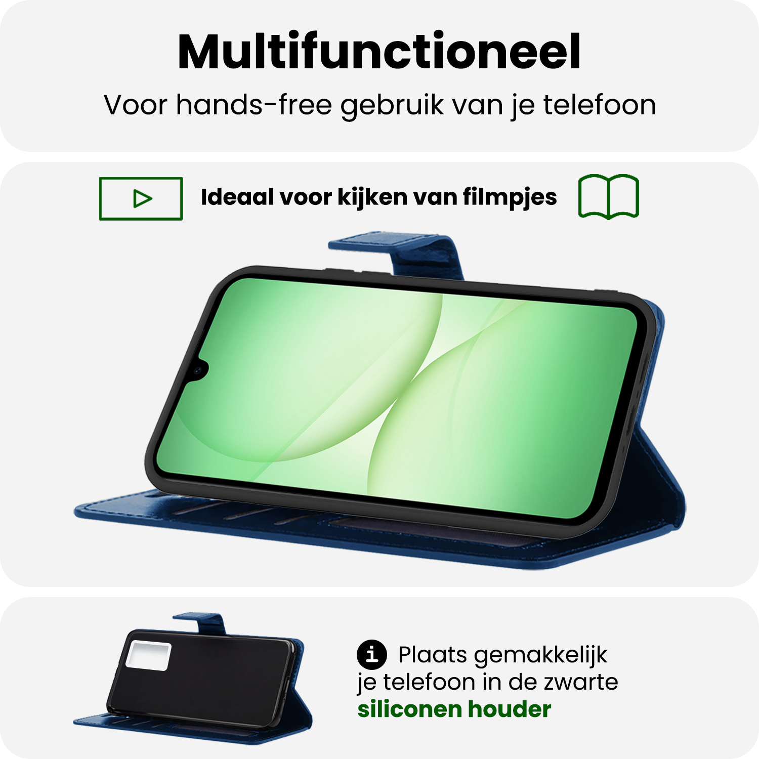 BASEY. BASEY. Samsung Galaxy A17 Hoesje Bookcase Met Screenprotector - Donkerblauw