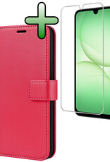 BASEY. BASEY. Samsung Galaxy A17 Hoesje Bookcase Met Screenprotector - Donkerroze