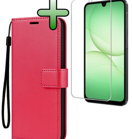 BASEY. BASEY. Samsung Galaxy A17 Hoesje Bookcase Met Screenprotector - Donkerroze