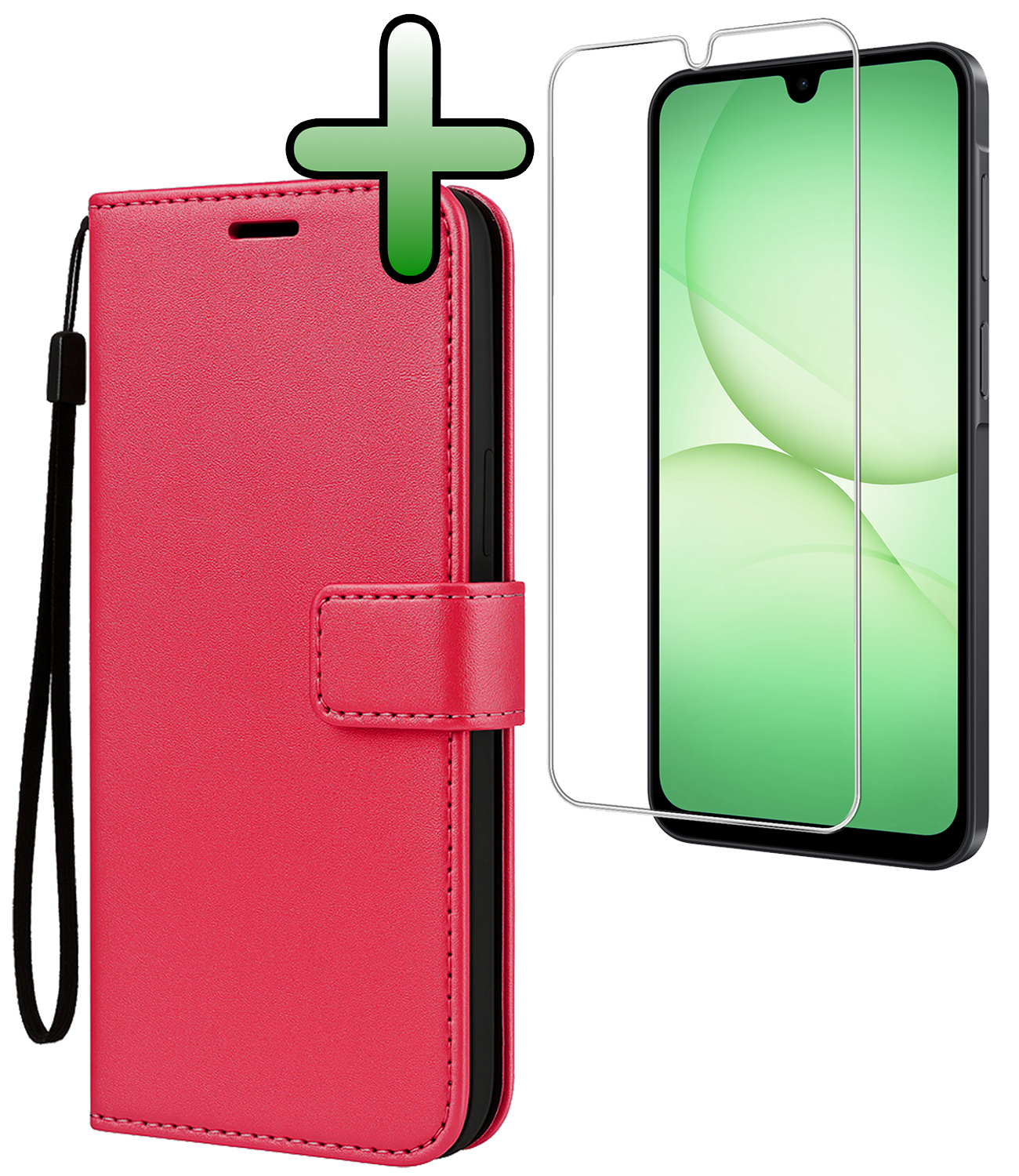 BASEY. BASEY. Samsung Galaxy A17 Hoesje Bookcase Met Screenprotector - Donkerroze