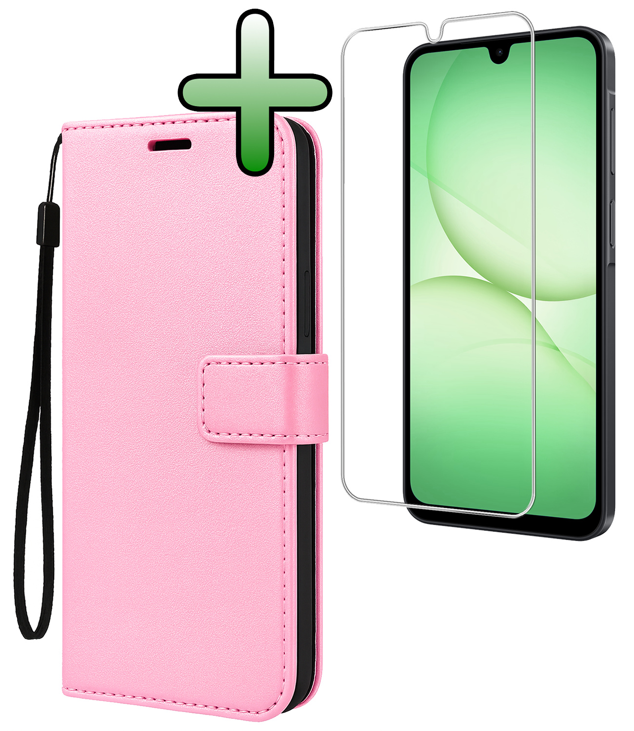 BASEY. BASEY. Samsung Galaxy A17 Hoesje Bookcase Met Screenprotector - Lichtroze