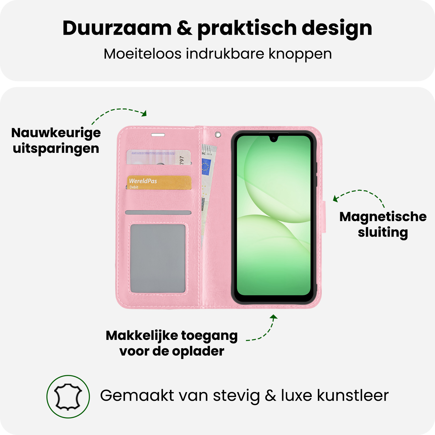 BASEY. BASEY. Samsung Galaxy A17 Hoesje Bookcase Met Screenprotector - Lichtroze