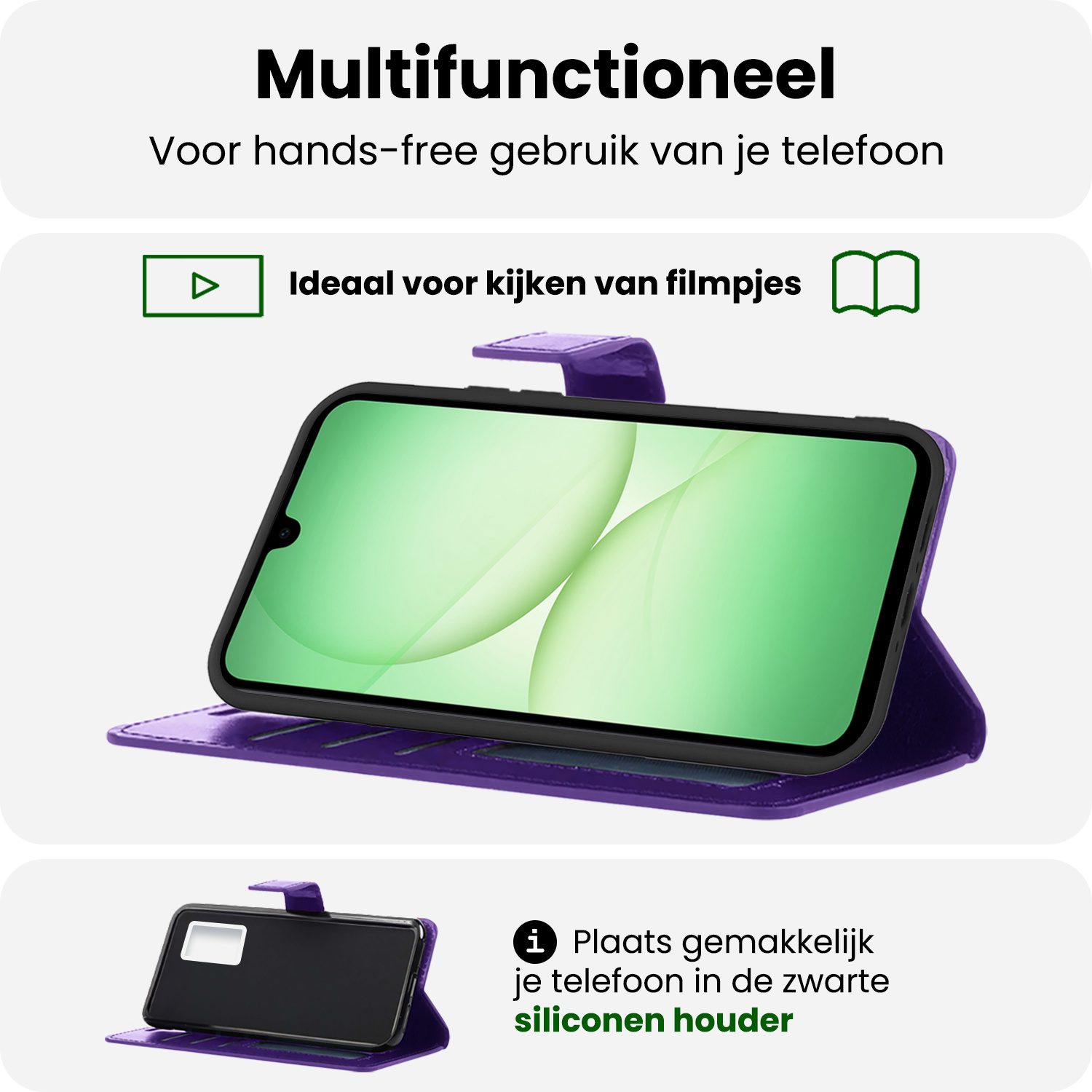 BASEY. BASEY. Samsung Galaxy A17 Hoesje Bookcase Met Screenprotector - Paars