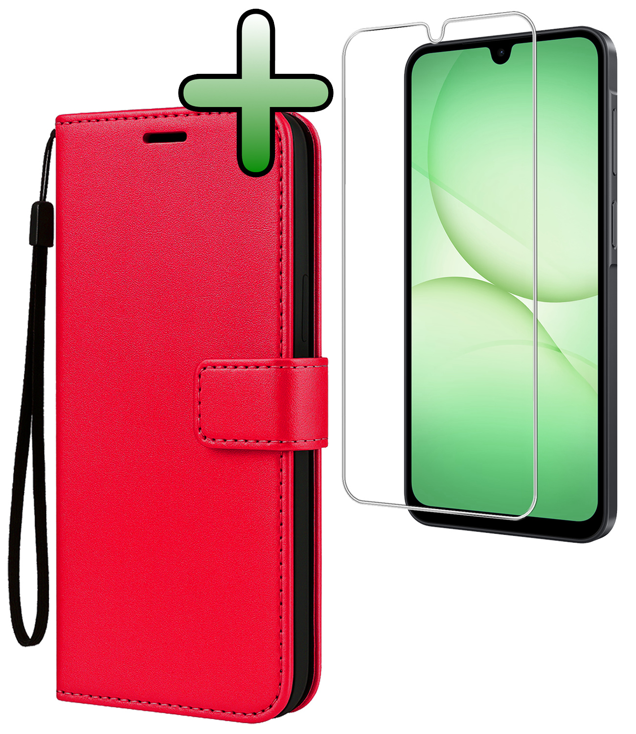 BASEY. BASEY. Samsung Galaxy A17 Hoesje Bookcase Met Screenprotector - Rood