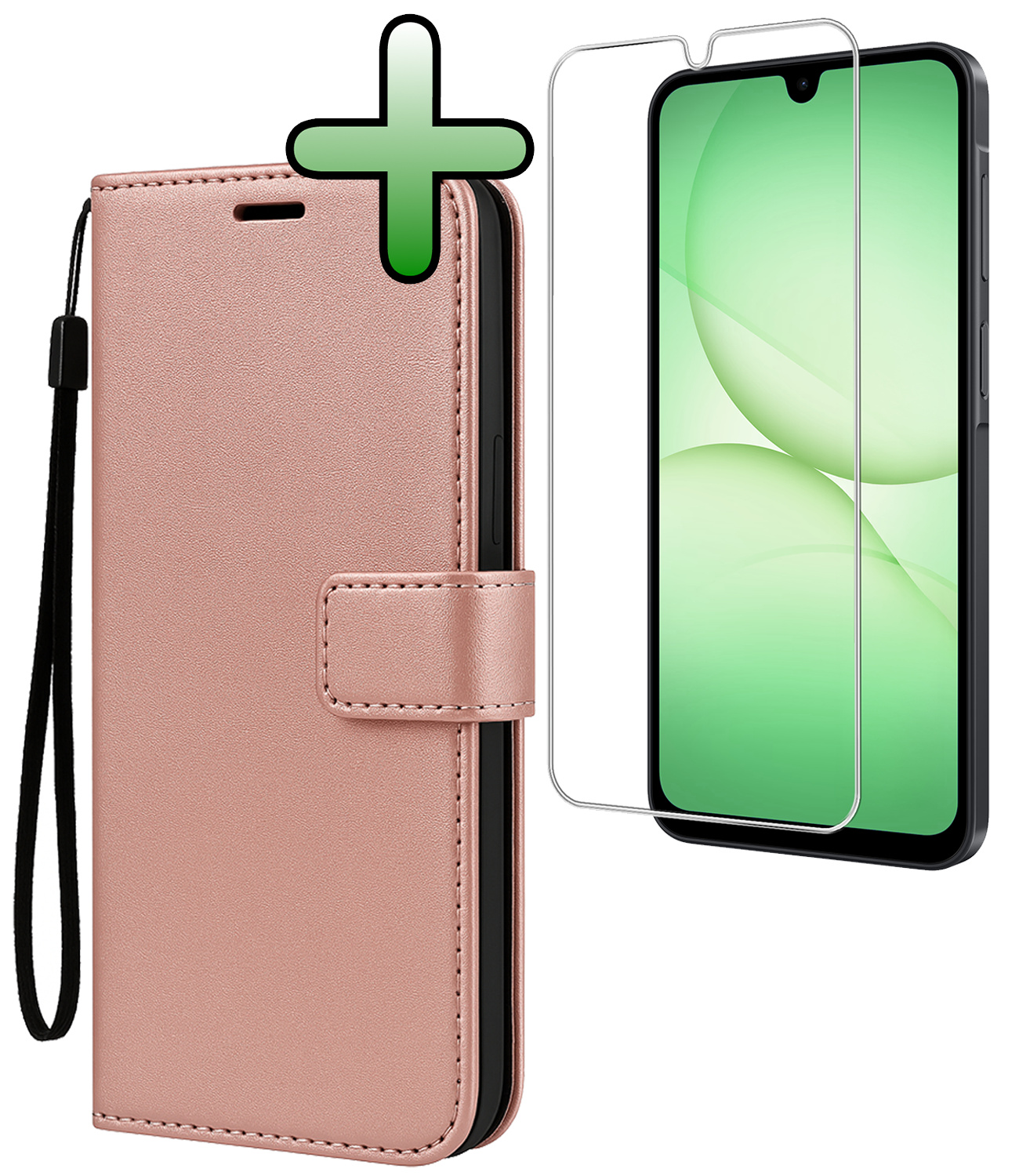 BASEY. BASEY. Samsung Galaxy A17 Hoesje Bookcase Met Screenprotector - Rose Goud
