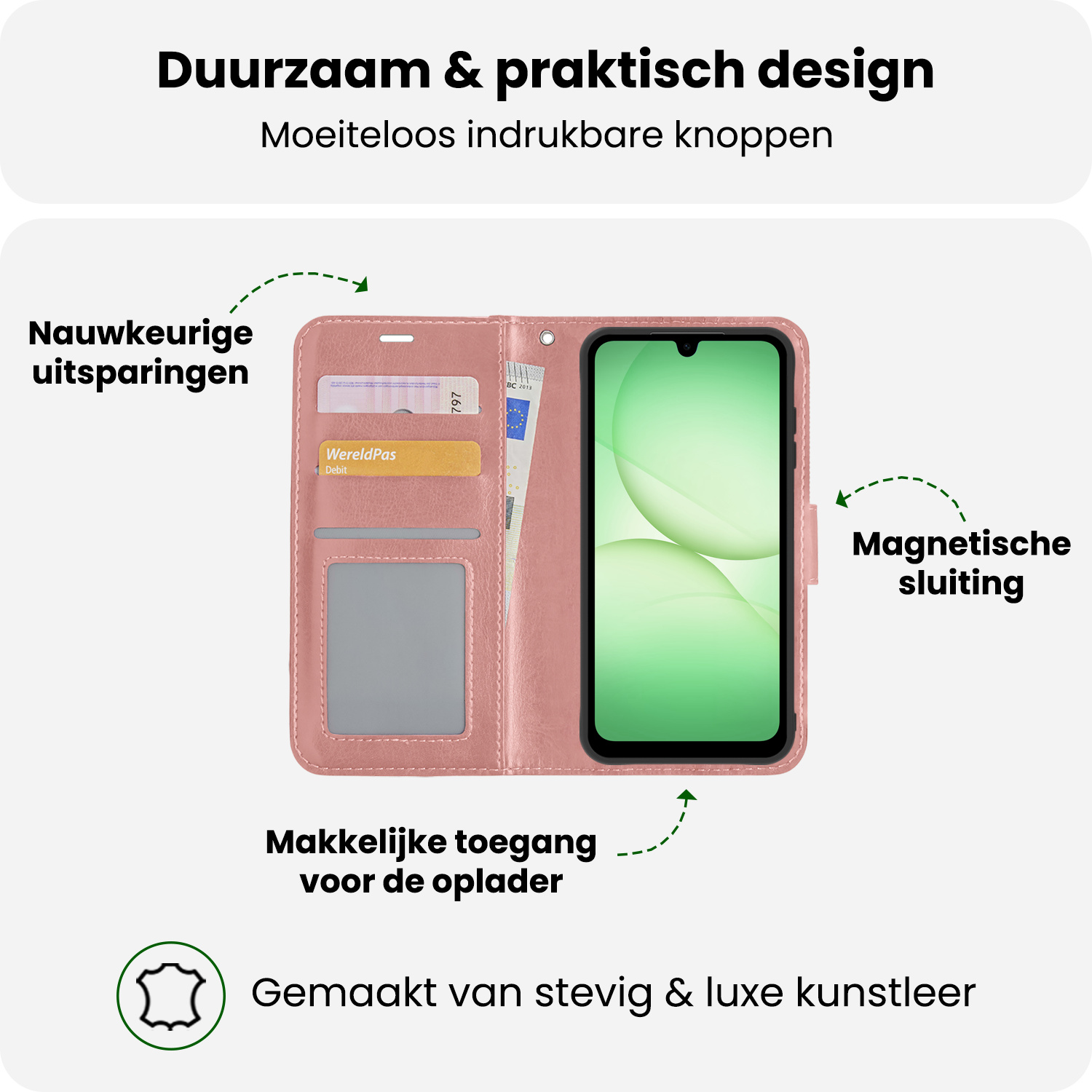 BASEY. BASEY. Samsung Galaxy A17 Hoesje Bookcase Met Screenprotector - Rose Goud