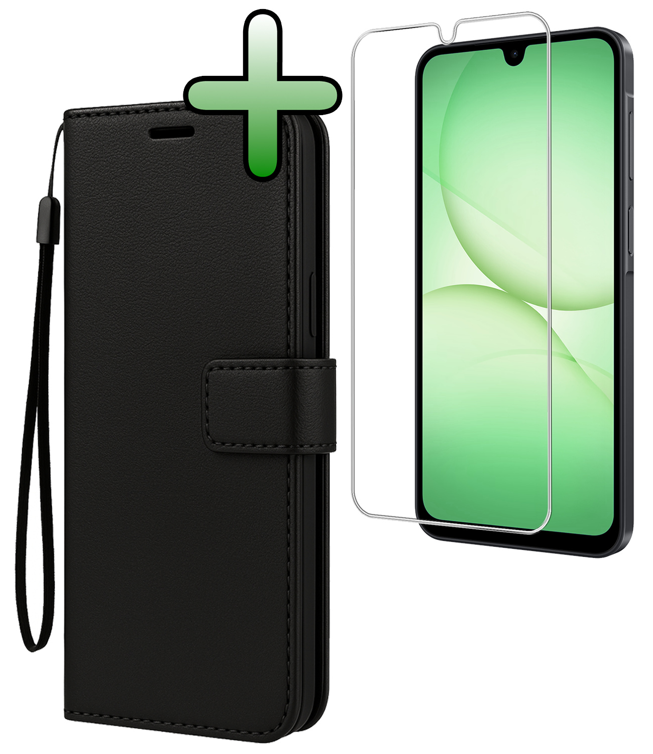 BASEY. BASEY. Samsung Galaxy A17 Hoesje Bookcase Met Screenprotector - Zwart