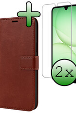 BASEY. BASEY. Samsung Galaxy A17 Hoesje Bookcase Met 2x Screenprotector - Bruin