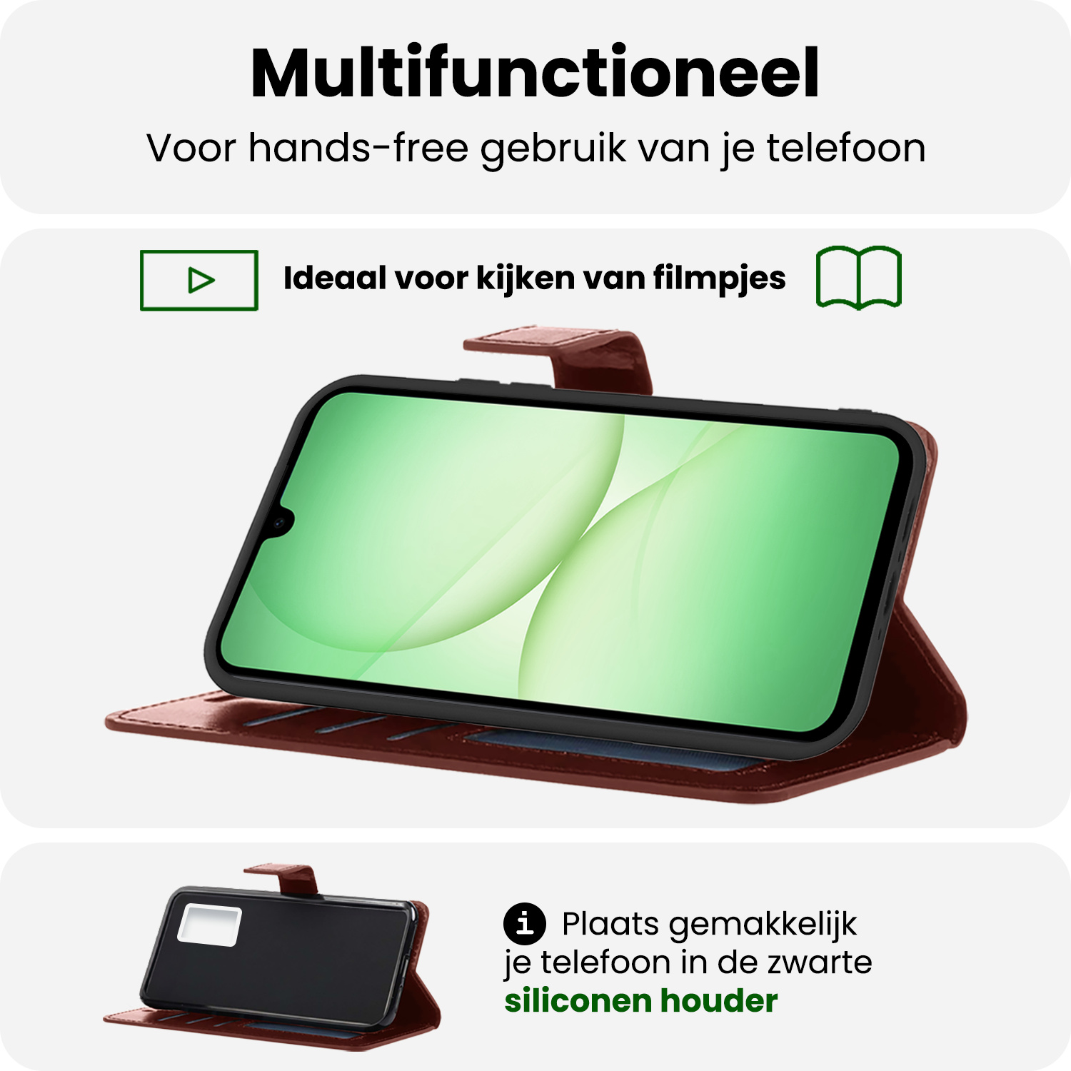 BASEY. BASEY. Samsung Galaxy A17 Hoesje Bookcase Met 2x Screenprotector - Bruin