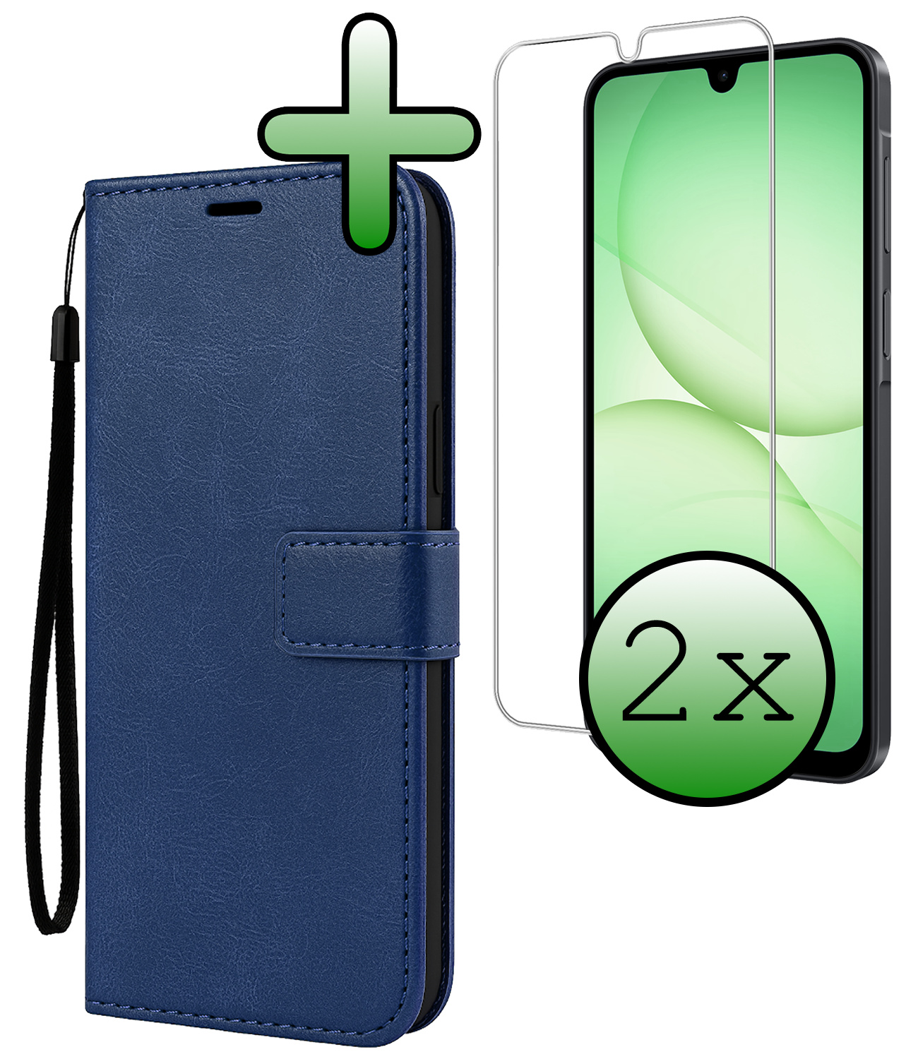 BASEY. BASEY. Samsung Galaxy A17 Hoesje Bookcase Met 2x Screenprotector - Donkerblauw