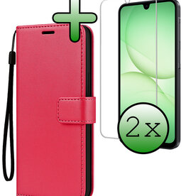 BASEY. BASEY. Samsung Galaxy A17 Hoesje Bookcase Met 2x Screenprotector - Donkerroze