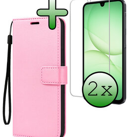 BASEY. BASEY. Samsung Galaxy A17 Hoesje Bookcase Met 2x Screenprotector - Lichtroze